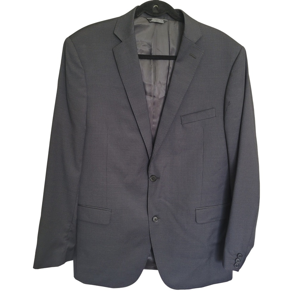 Saks Fifth Avenue Trim Fit Wool‎ Blend Suit Jacket Blazer Mens 44L Charcoal Gray